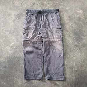 B.C. Clothing Convertible Cargo Pants Mens XL Gray Faded Outdoor Zip Off